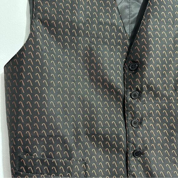 Novel-ties By Roffe Black Suit Vest Holiday Candycanes Christmas. Size L/XL - Picture 2 of 8